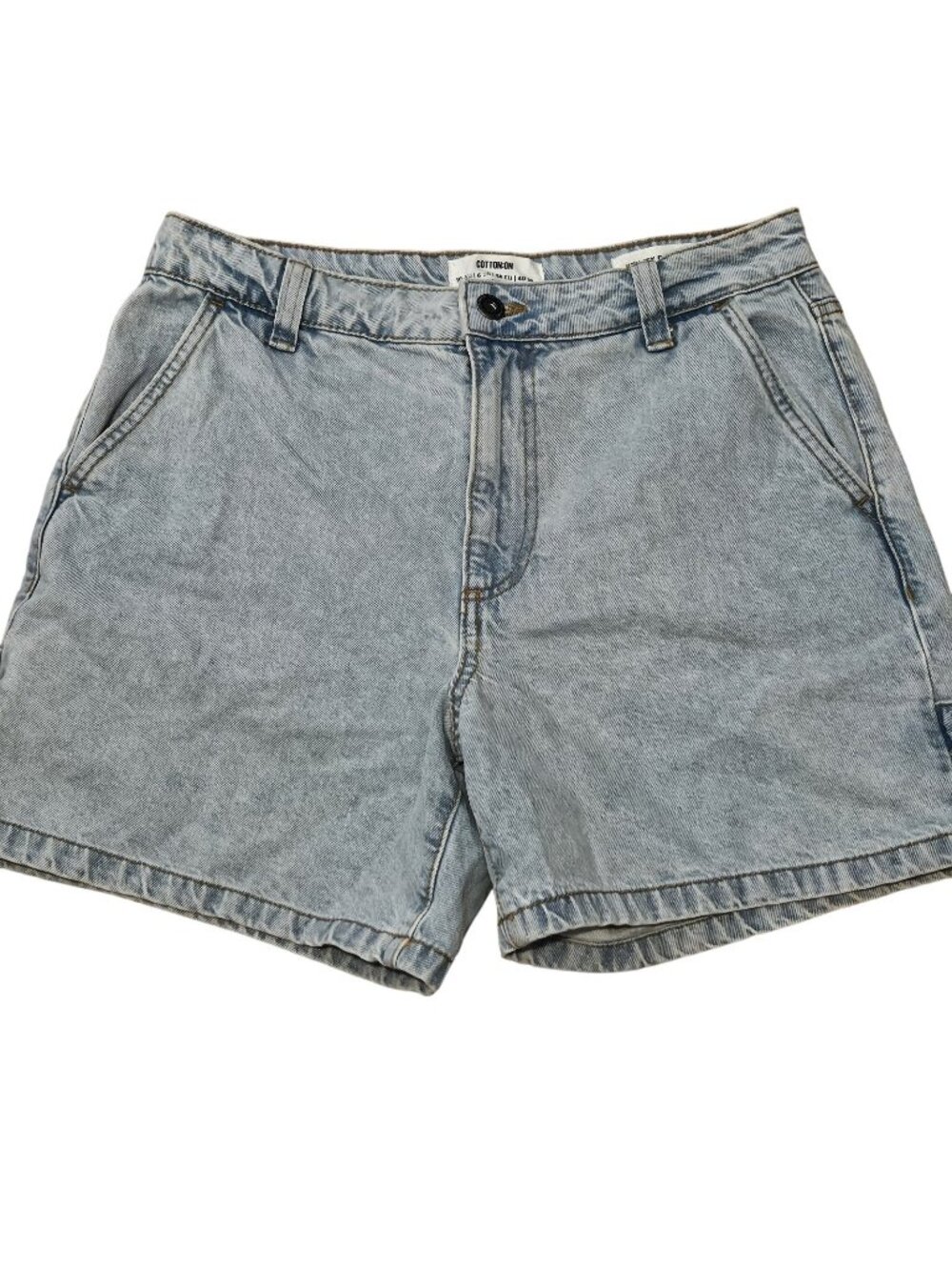 Cotton On Utility Denim Light Wash High Waist Jean Shorts Womens 6 32 5" Inseam